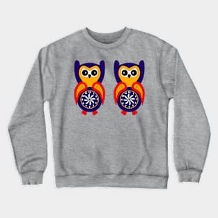 Twin birds blue baby owls Crewneck Sweatshirt